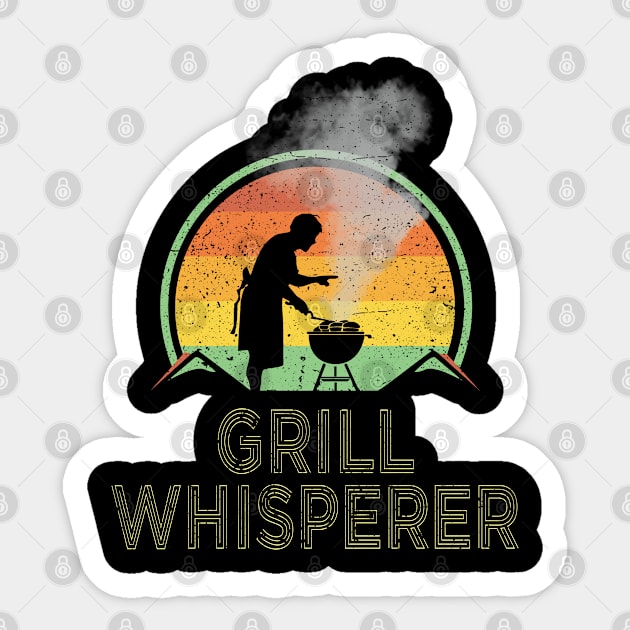 Grill Whisperer BBQ Lovers | Retro Vintage Distressed Style Sticker by missalona